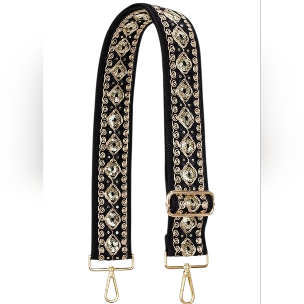 Black and Gold Sequin Replacement Strap